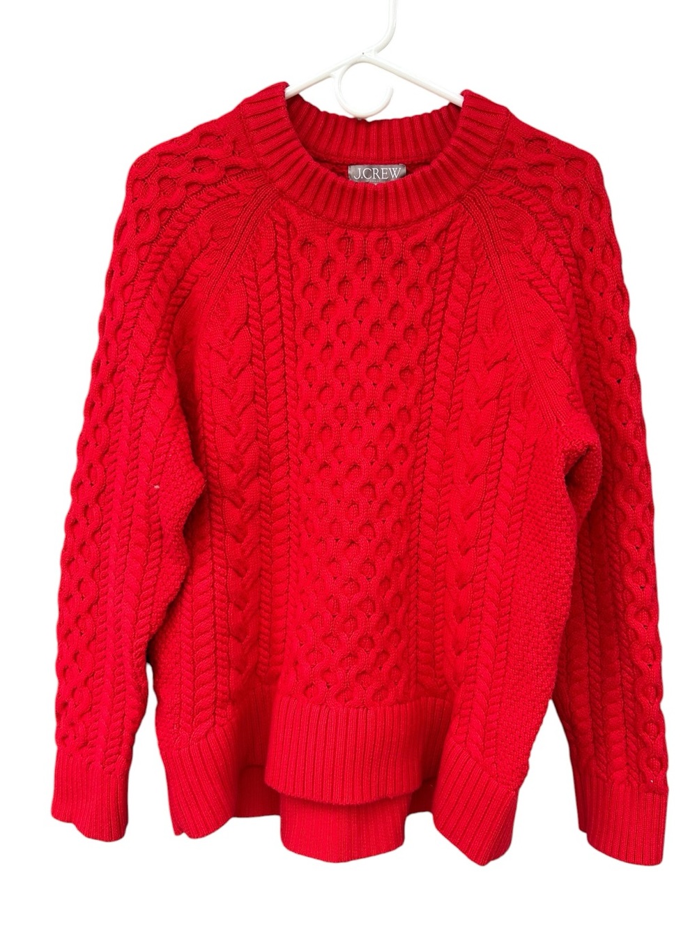 J. Crew Heavyweight Cable Knit Crewneck Sweater - Red - Size Medium 100% Cotton
